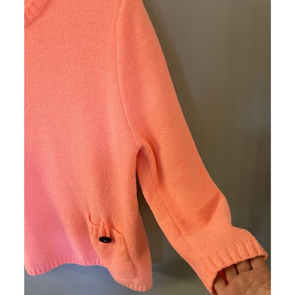 LuLu B Orangy Pink Chenille Womens Soft Comfy Casual Sweater Size Medium - Picture 5 of 6